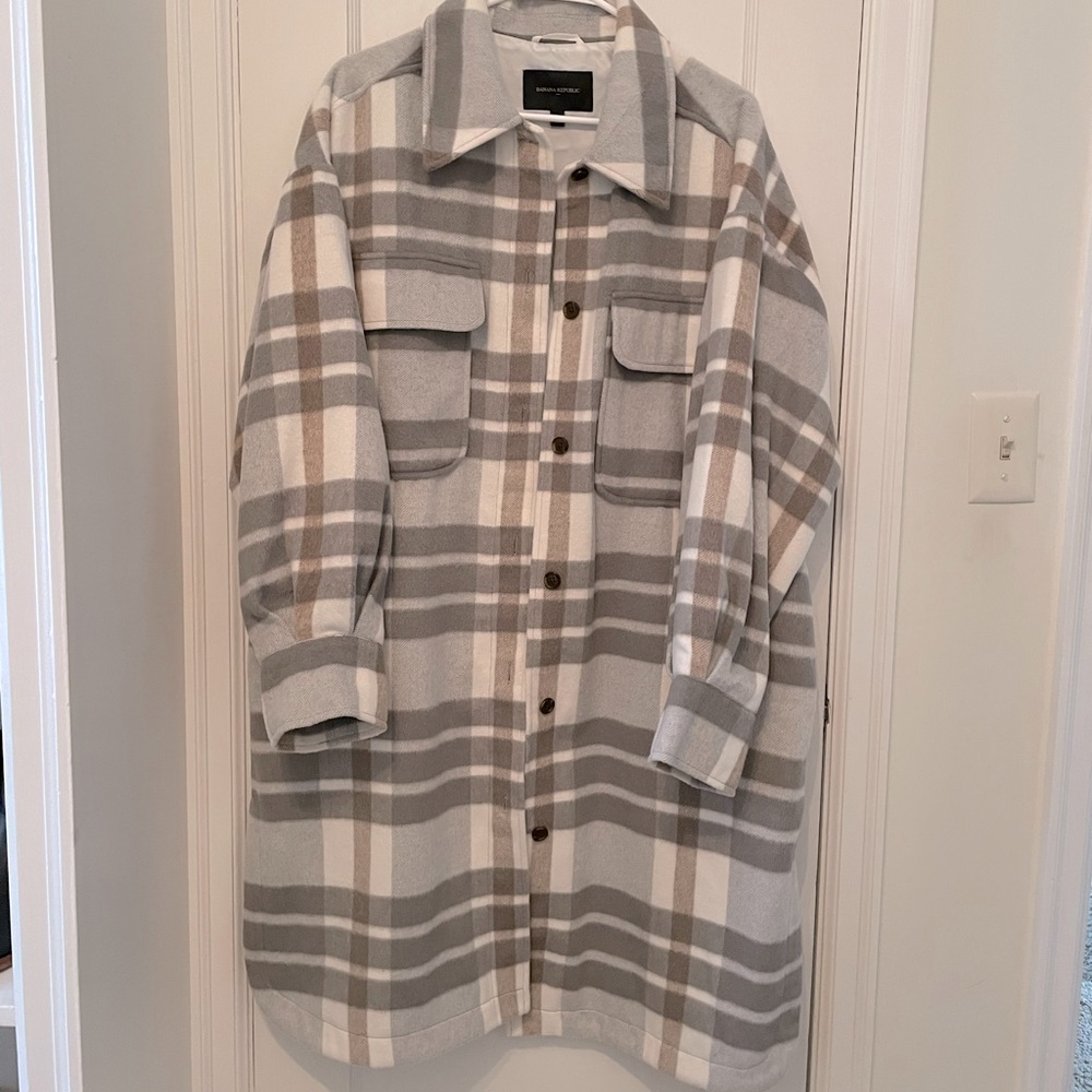 Banana Republic mid-length plaid coat